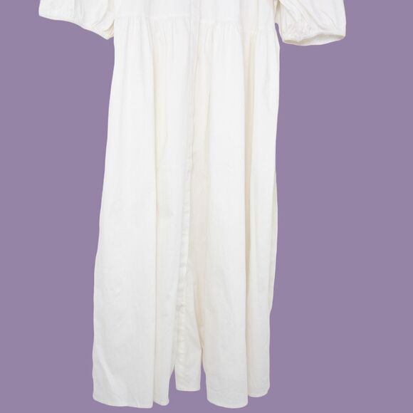 NEW Eloquii white Puff Sleeve Button Down Dress, 16 - Picture 5 of 15